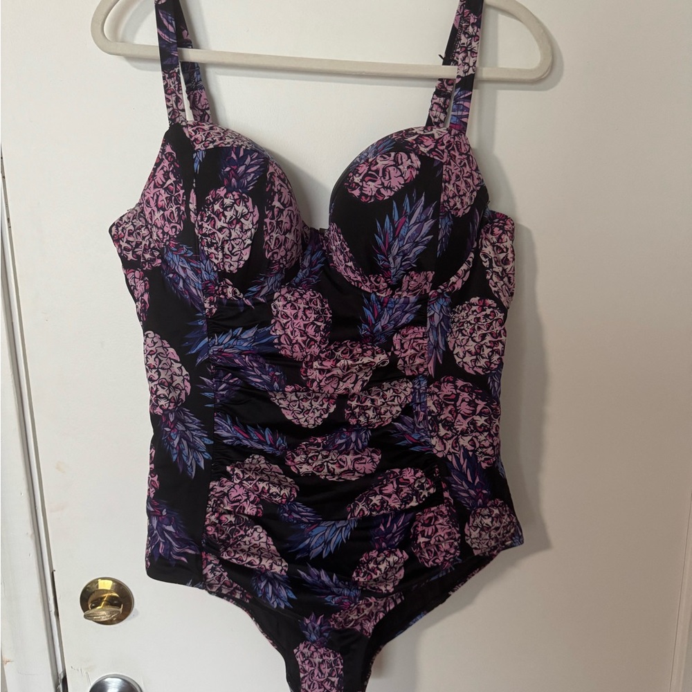 Stylish Black and Pink Floral Swimsuit